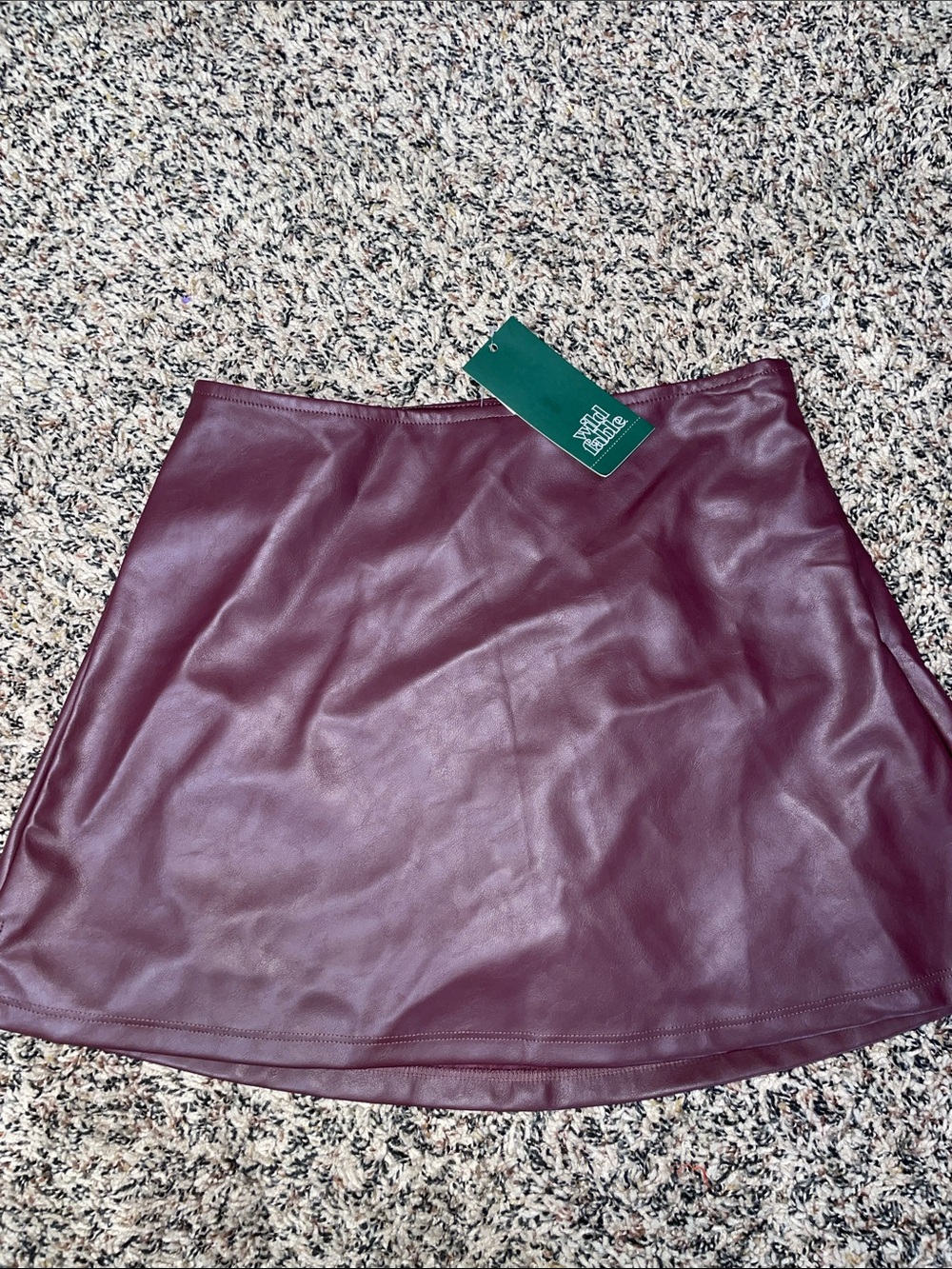 Women's Faux Leather A-Line Mini Skort Burgundy XXS NWT